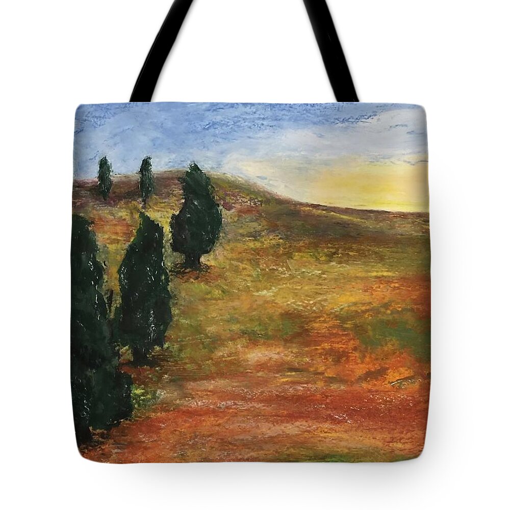 Landscape Tote Bag featuring the pastel Tuscan Lights by Norma Duch