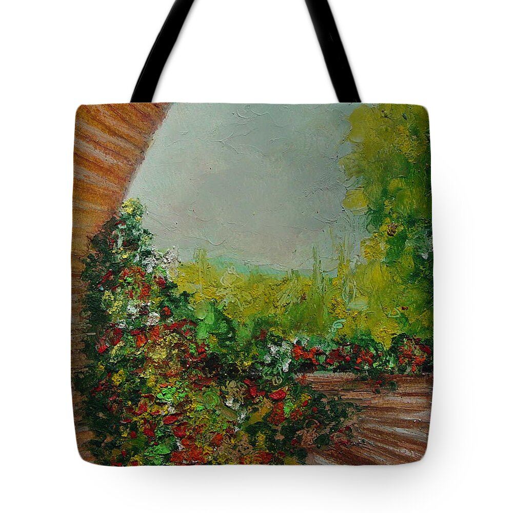 Beautiful Flowers Tote Bag featuring the painting Tuscany 09 by Robin Miller-Bookhout