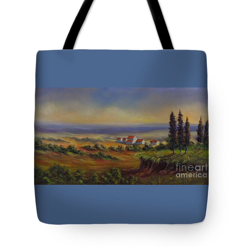 Tuscany Painting Tote Bag featuring the painting Tuscany at Dusk by Charlotte Blanchard