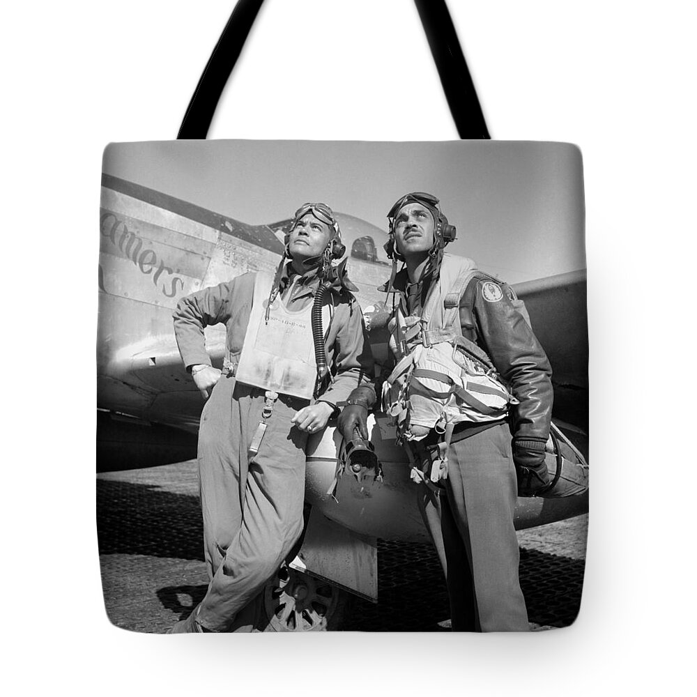 Benjamin Davis Tote Bag featuring the photograph Tuskegee Airmen by War Is Hell Store