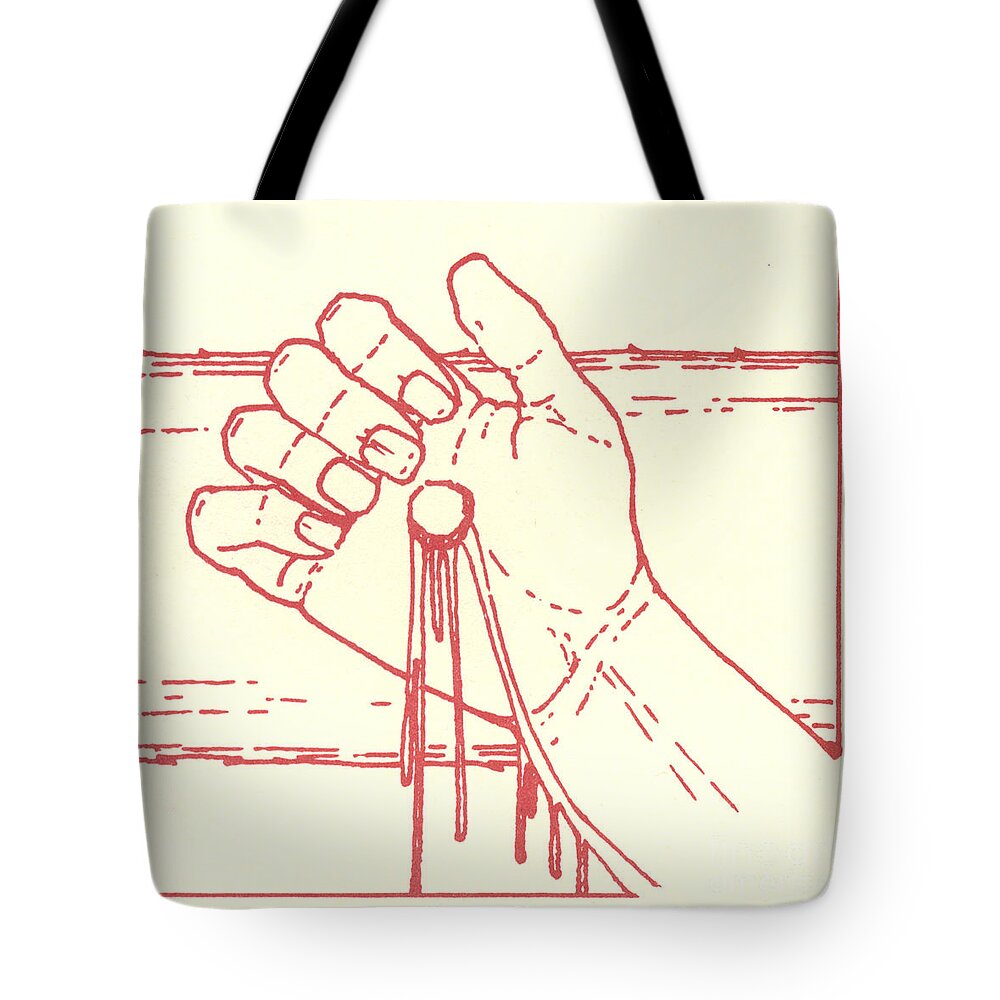  Tote Bag featuring the drawing TWELFTH STATION- Jesus is raised upon the cross and dies by William Hart McNichols