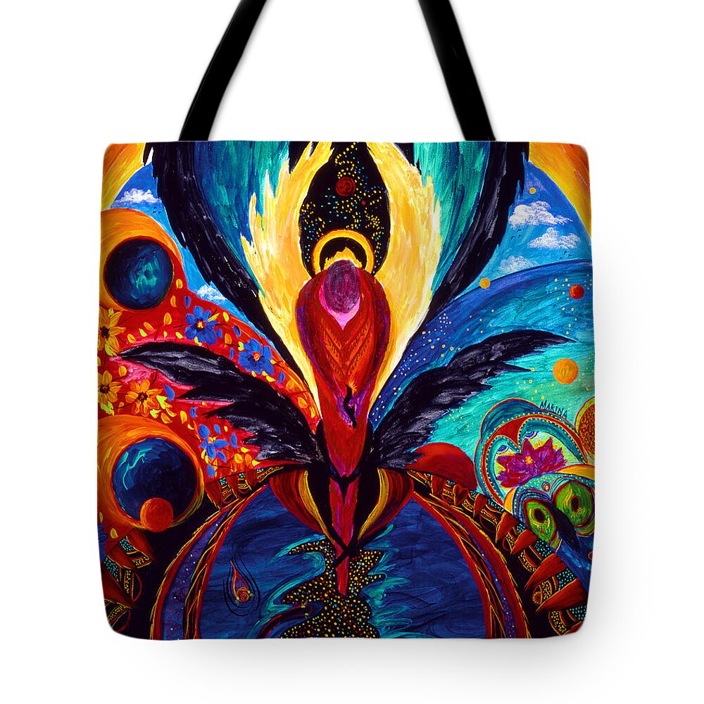 Abstract Tote Bag featuring the painting Captive Angel by Marina Petro