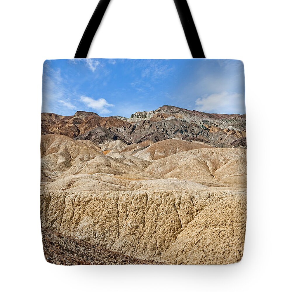 Arid Climate Tote Bag featuring the photograph Twenty Mule Team Canyon by Jeff Goulden