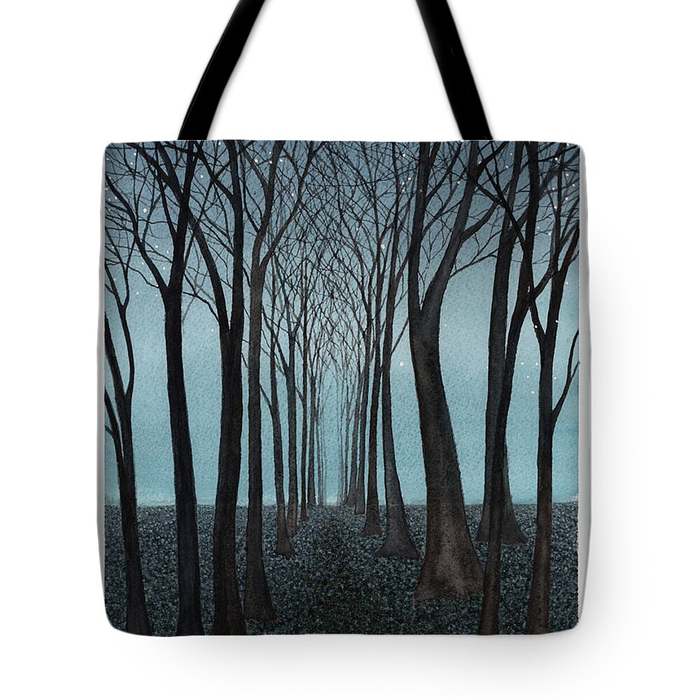 Fantasy Tote Bag featuring the painting Twilight Forest by Hilda Wagner
