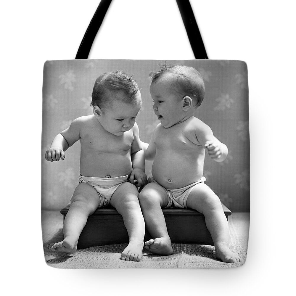 1930s Tote Bag featuring the photograph Twin Babies, C.1930-40s by H. Armstrong Roberts/ClassicStock