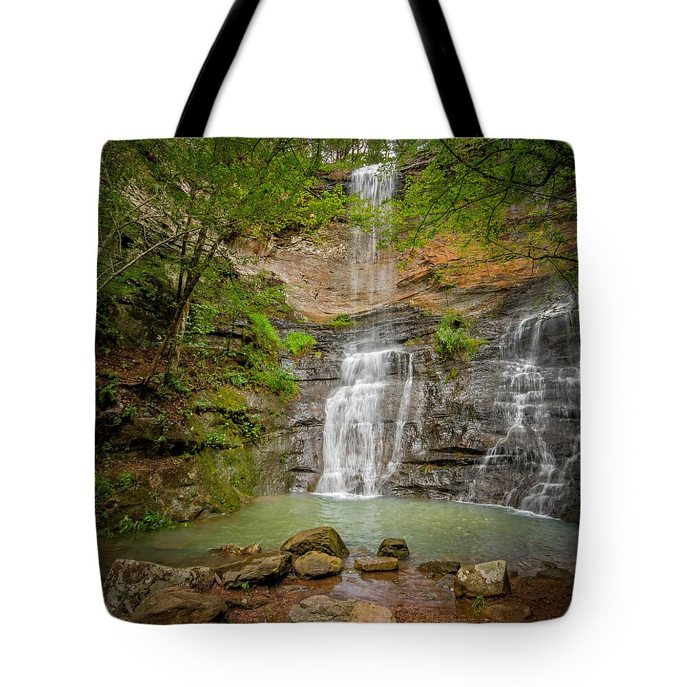 Ozarks Tote Bag featuring the photograph Twin Falls by James Barber