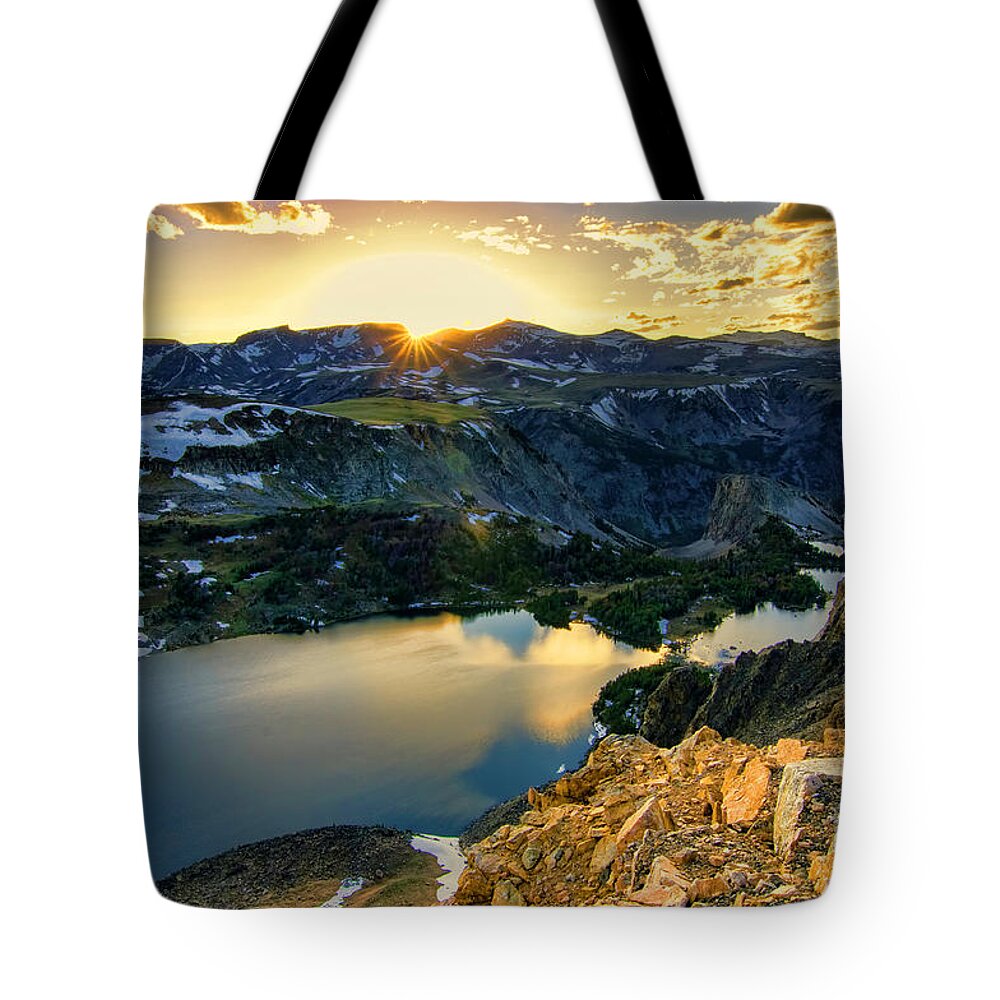 Twin Lakes Tote Bag featuring the photograph Twin Lakes Sunset by Gary Beeler