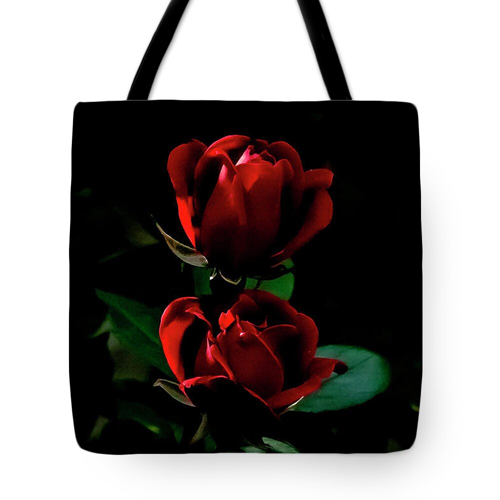 Flowers Tote Bag featuring the digital art Twin Reds by Ed Stines