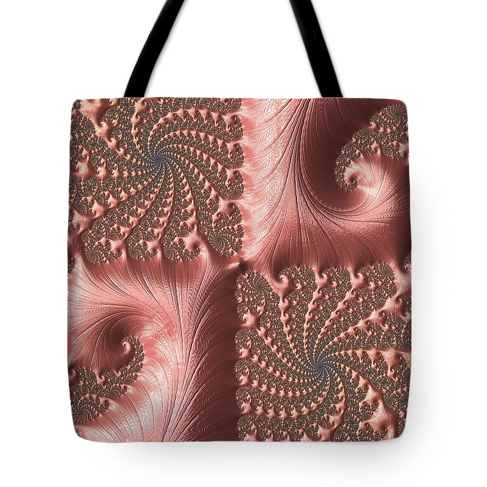 Fractal Tote Bag featuring the digital art Twisted Coral by Elaine Teague