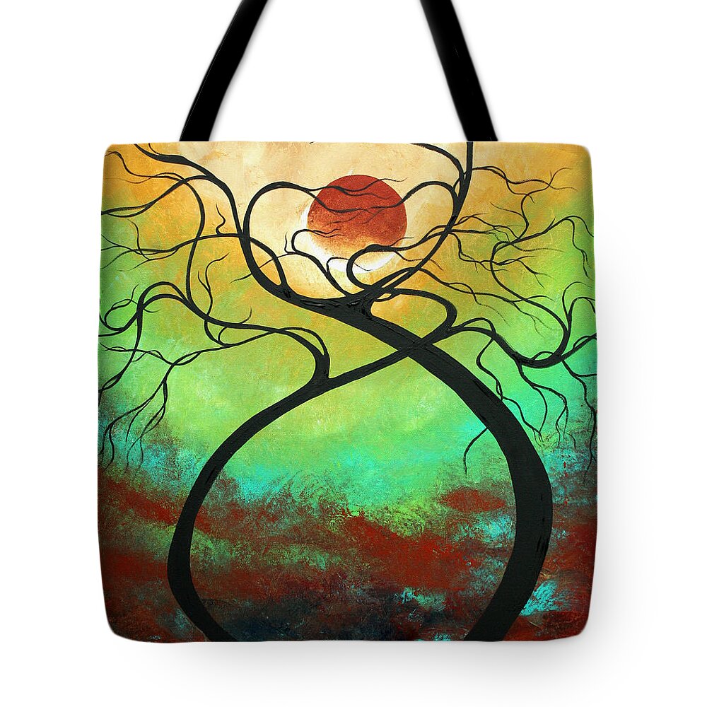 Landscape Tote Bag featuring the painting Twisting Love II Original Painting by MADART by Megan Duncanson