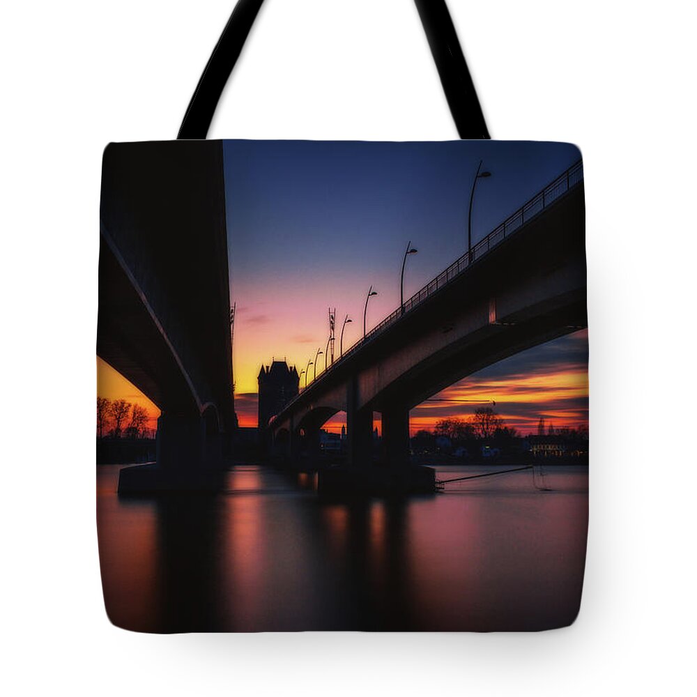 Nibelungenbrücke Tote Bag featuring the photograph Two Bridges by Marc Braner
