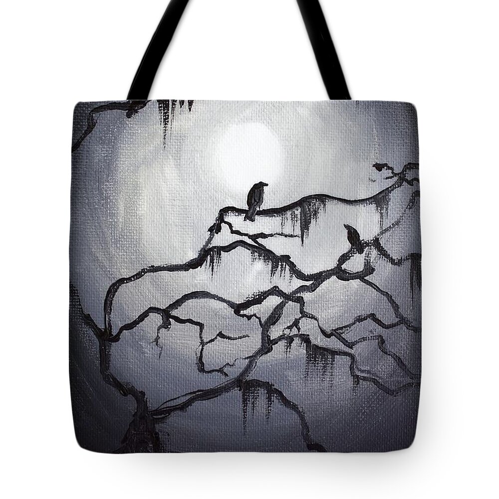 Crow Tote Bag featuring the painting Two Crows and Spanish Moss by Melissa Herrin