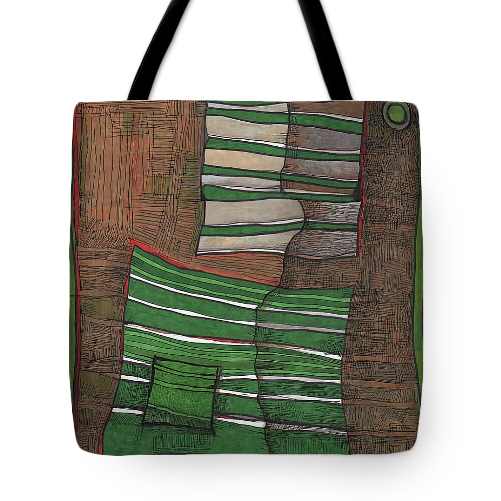 Nonobjective Tote Bag featuring the drawing Two Halves by Sandra Church