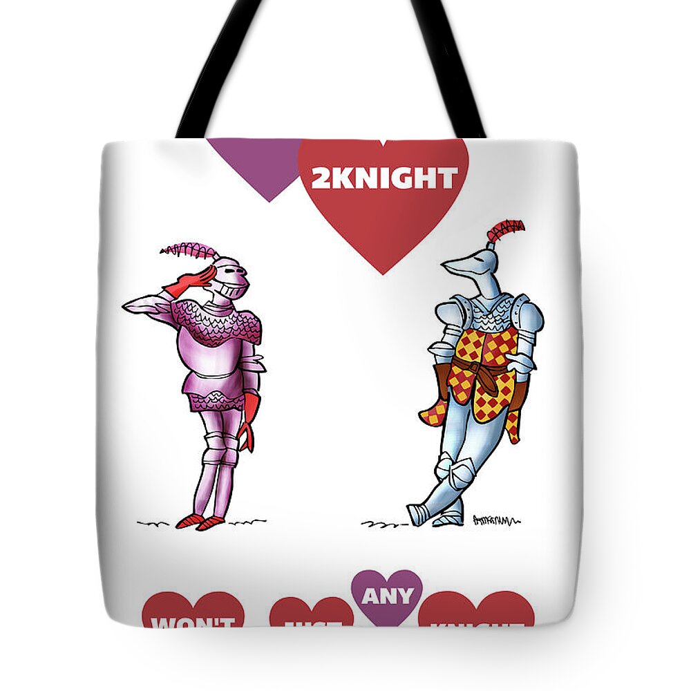 Knight Tote Bag featuring the digital art Two Knight Two Knight by Mark Armstrong