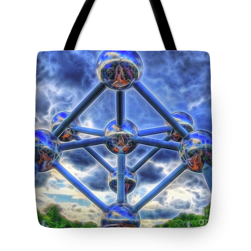  Tote Bag featuring the digital art Two nights in Brussels 2  - Atomic by Leigh Kemp