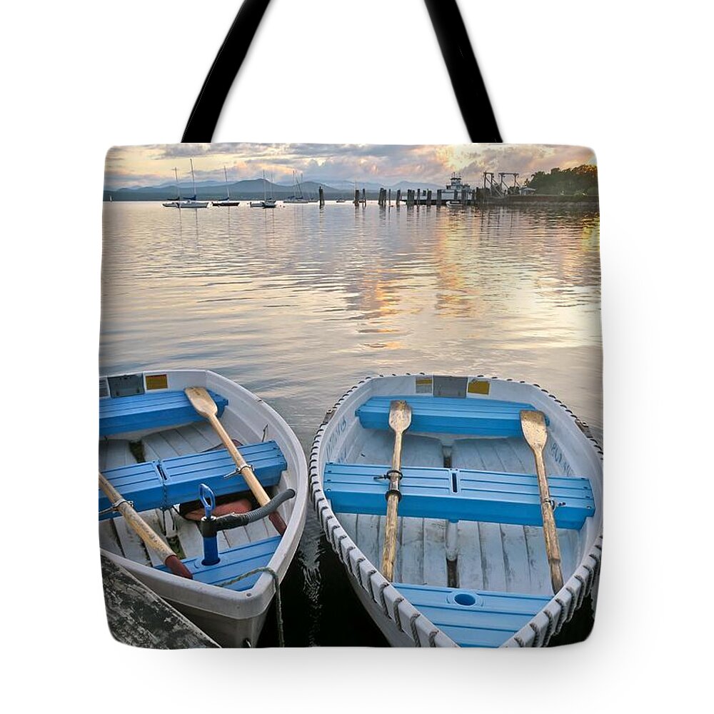 Row Boats Tote Bag featuring the photograph Two of a Kind by Mike Reilly