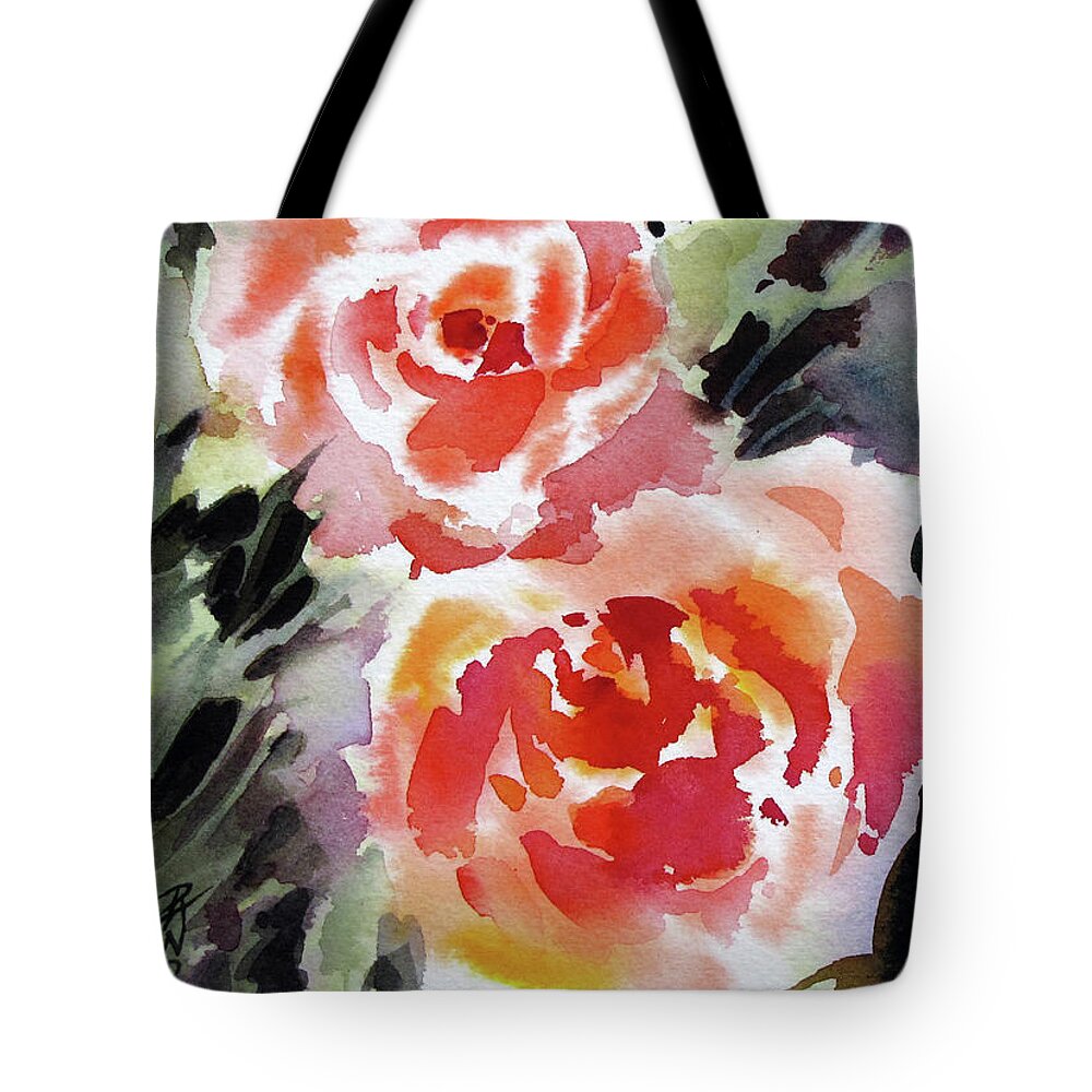 Watercolor Tote Bag featuring the painting Two Red Beauties by Rae Andrews