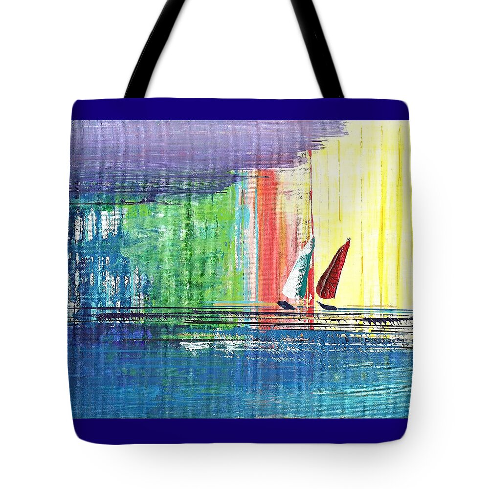 Sailboat Tote Bag featuring the painting Two Sails by Corinne Carroll
