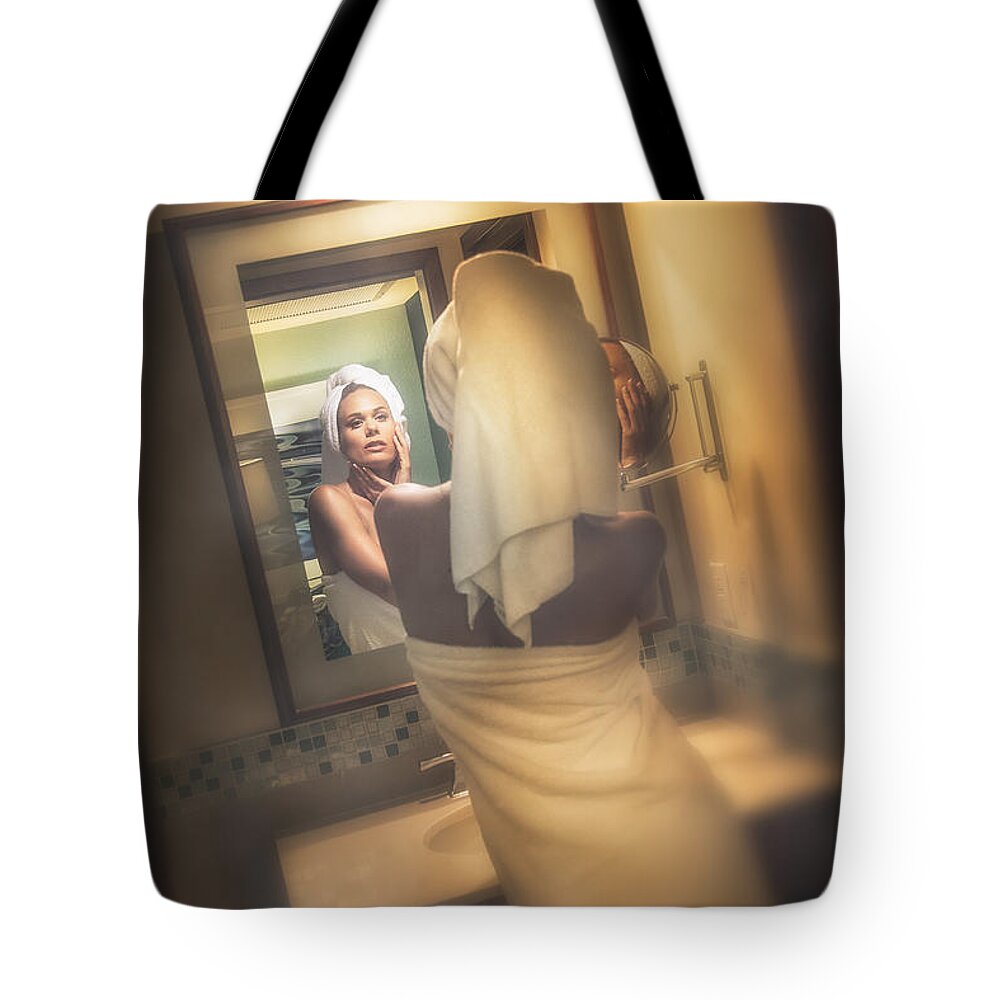 Christa Reday Tote Bag featuring the photograph Two Towels by Rikk Flohr