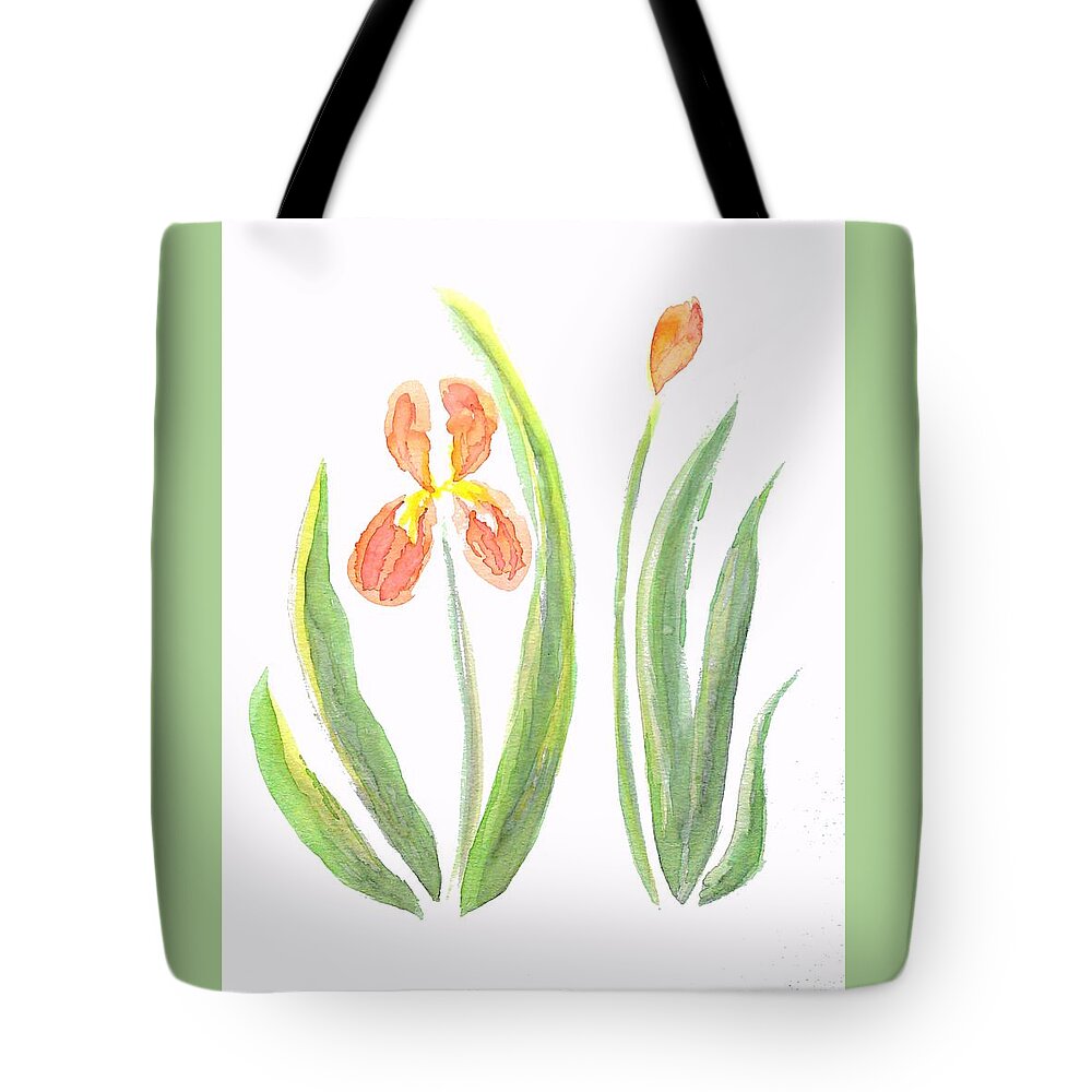 Art Tote Bag featuring the painting Two Iris II watercolor by Delynn Addams