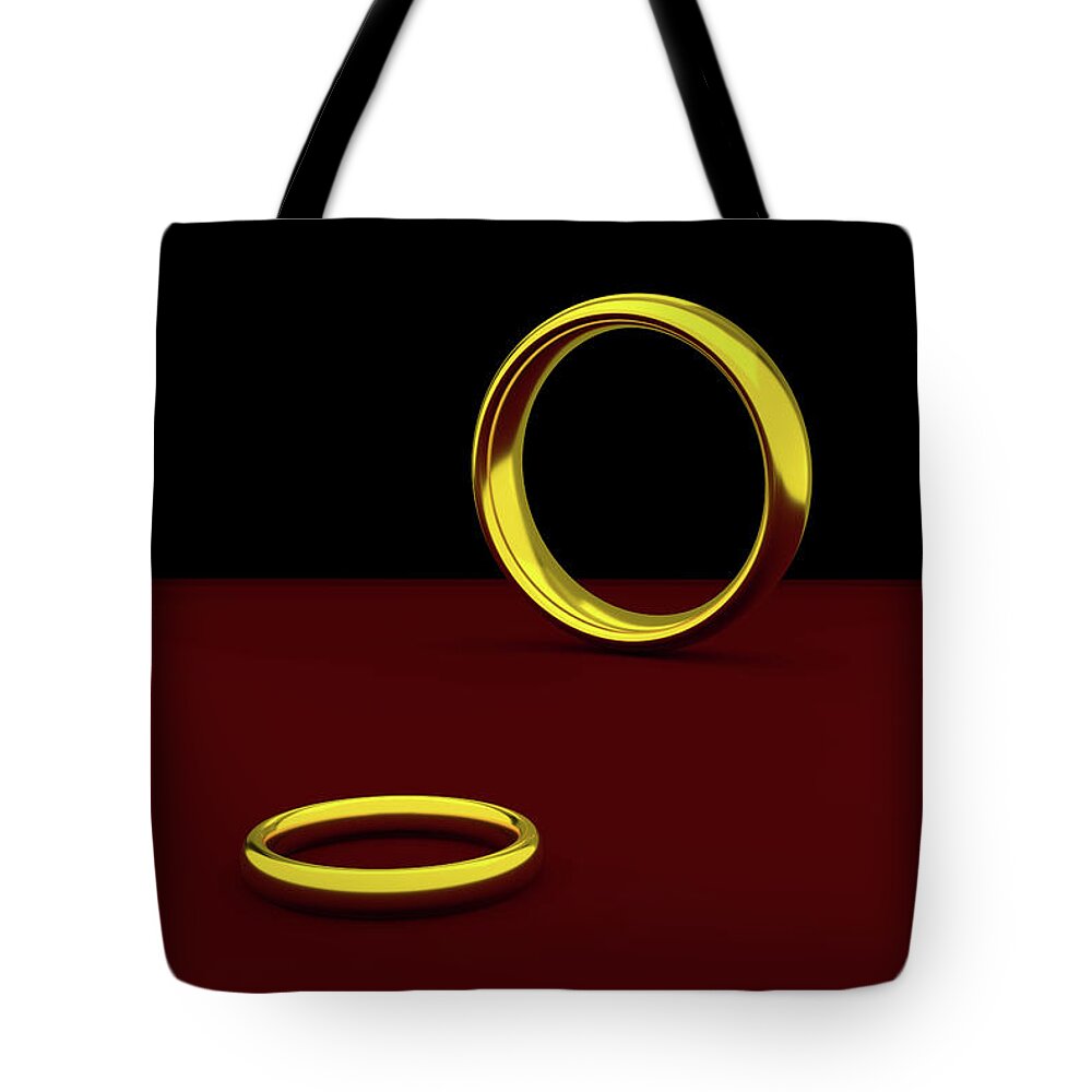 Ring Tote Bag featuring the digital art Two wedding rings by Clayton Bastiani