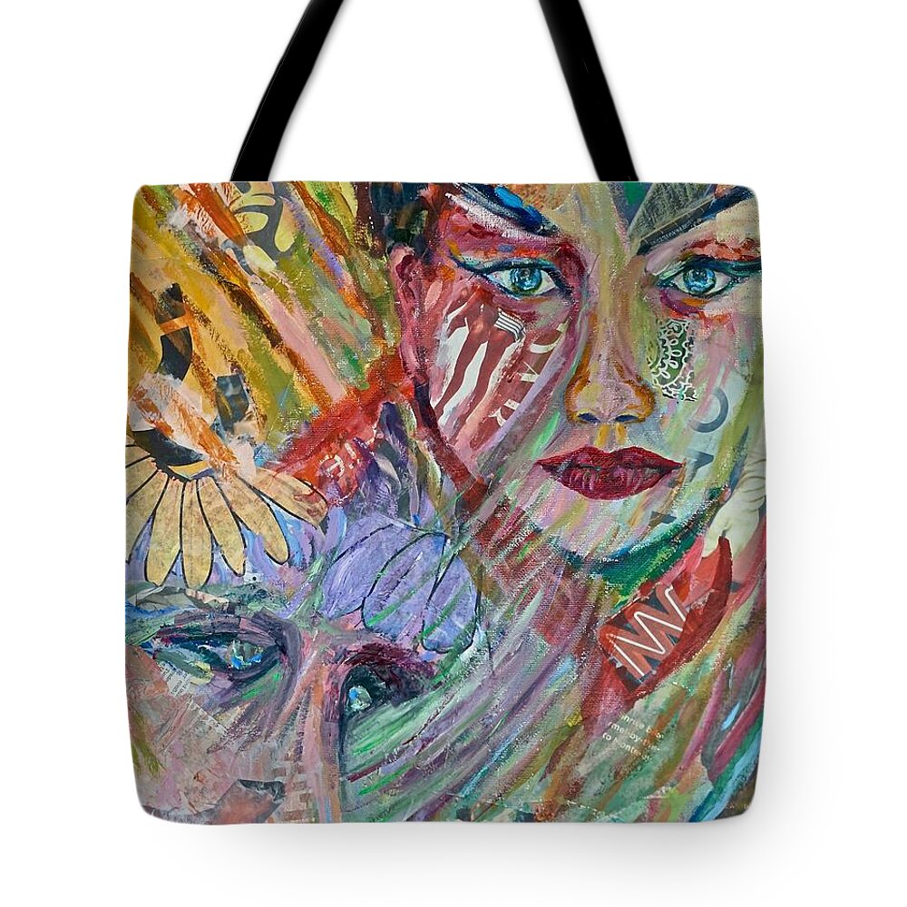 Women Tote Bag featuring the mixed media Two Women by Michael Cinnamond