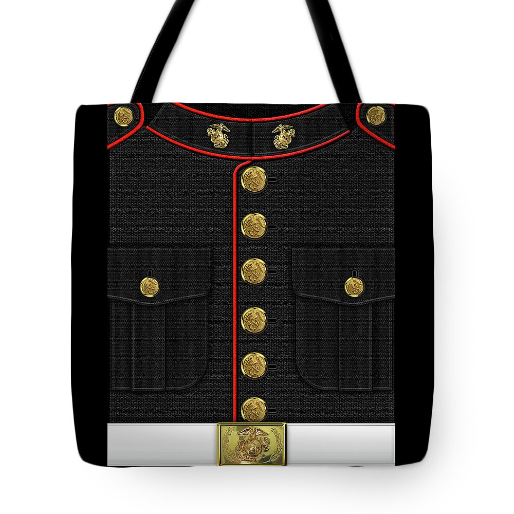 'military Insignia & Heraldry 3d' Collection By Serge Averbukh Tote Bag featuring the digital art U S M C Dress uniform by Serge Averbukh