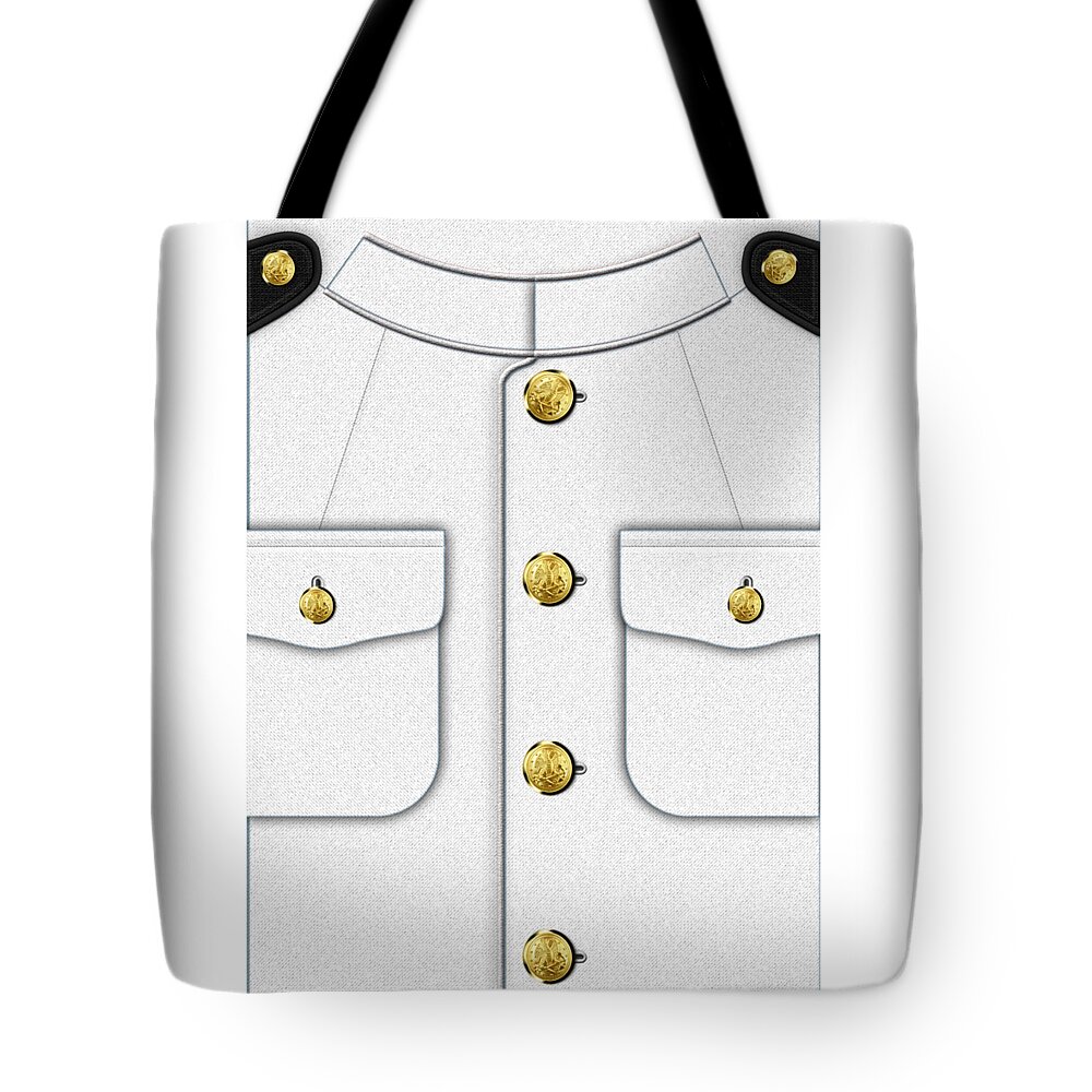 'military Insignia & Heraldry 3d' Collection By Serge Averbukh Tote Bag featuring the digital art U S Navy Dress White Uniform by Serge Averbukh