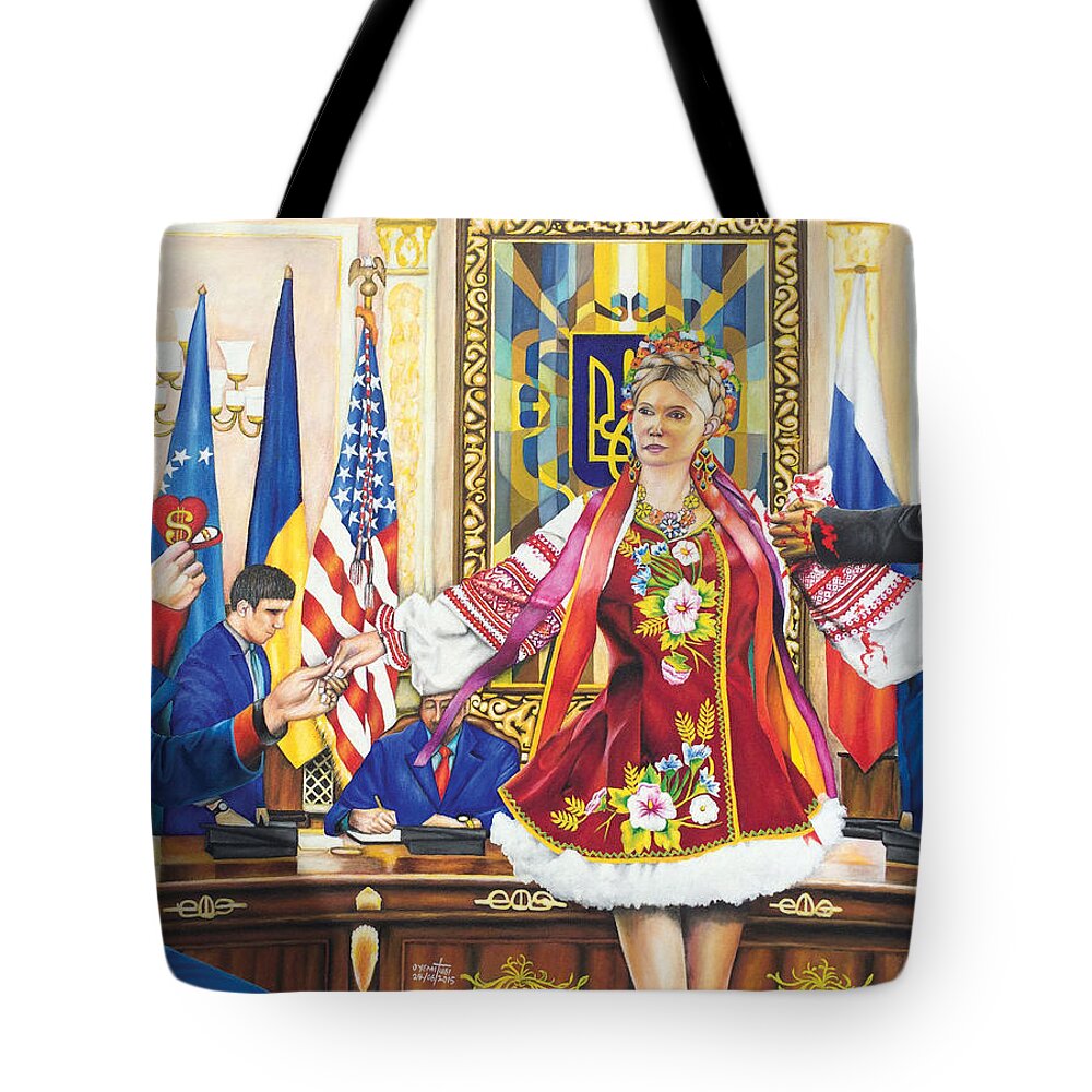 America Tote Bag featuring the painting Ukraine The Unfortunate Bride by O Yemi Tubi