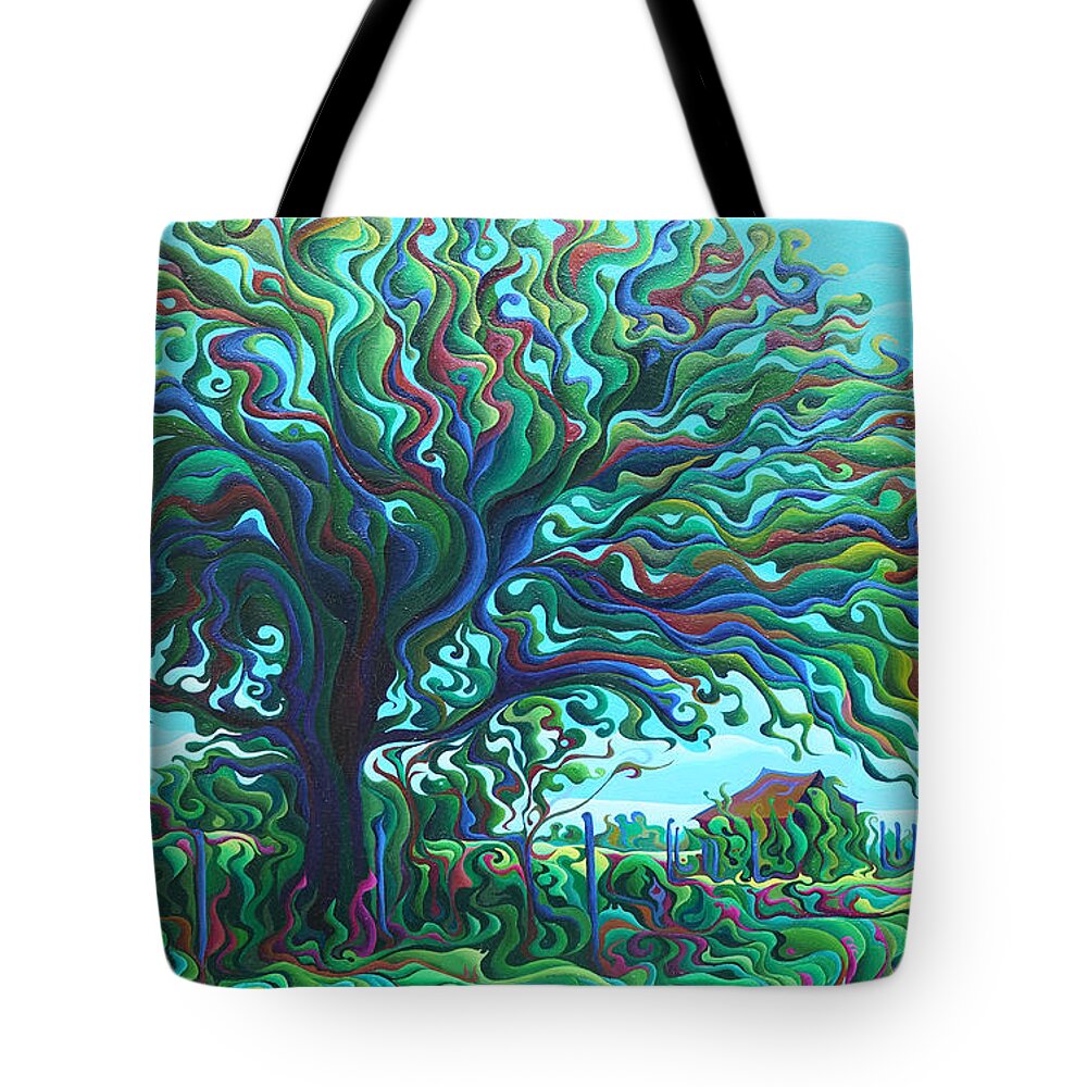 Tree Tote Bag featuring the painting UmBrOaken Stillness by Amy Ferrari