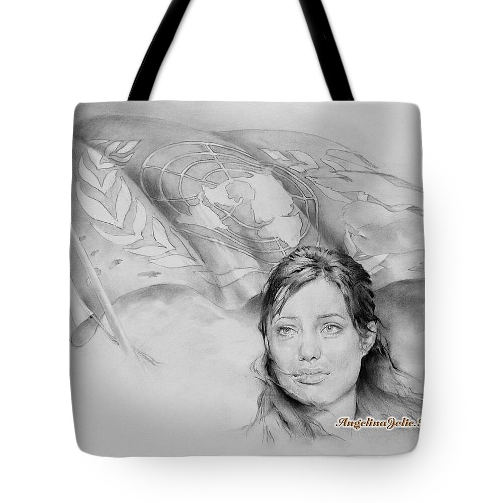 UN UNHCR United Nations featured by Angelina Jolie Tote Bag by