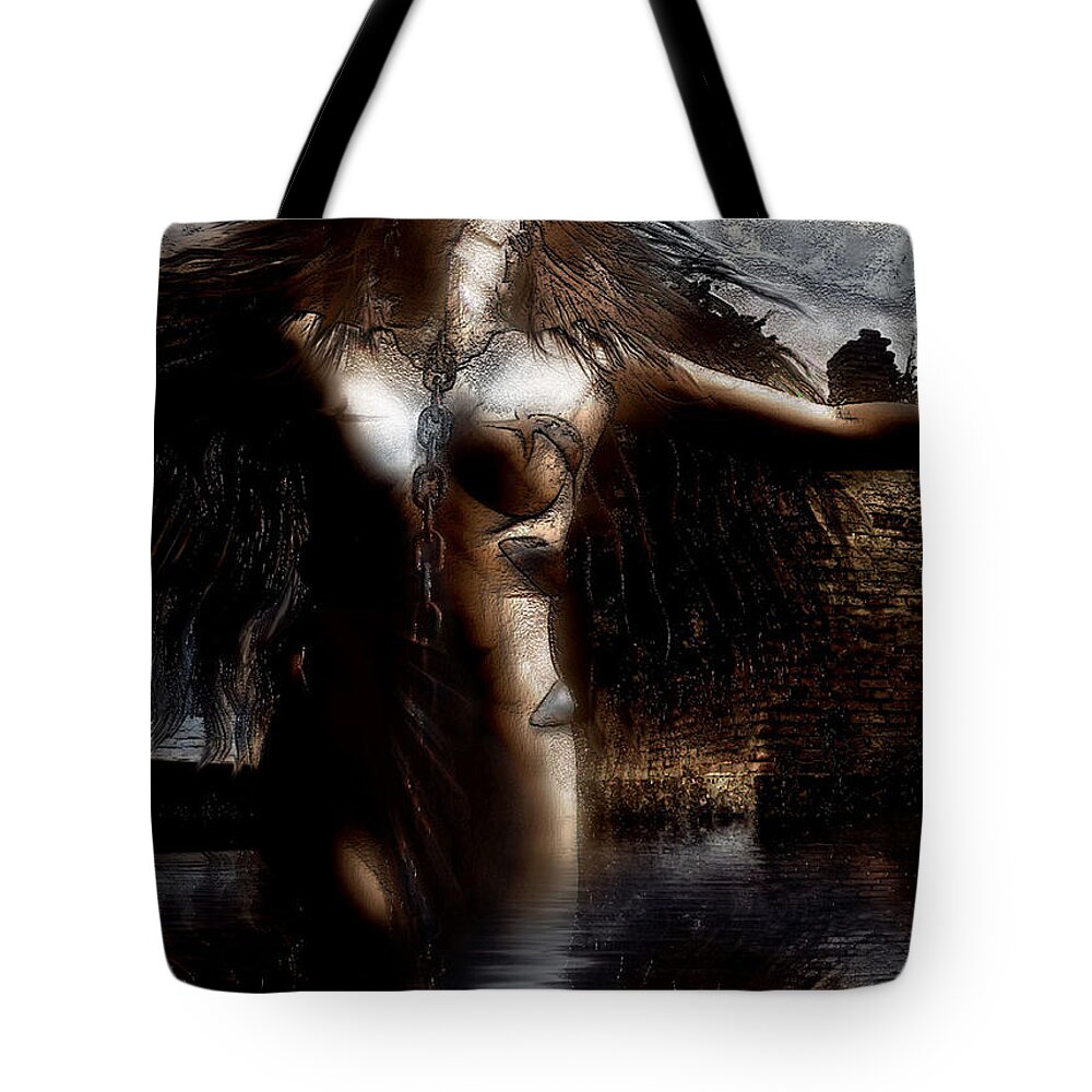 Fantasy Tote Bag featuring the mixed media Unchain My heART by Carol Cavalaris