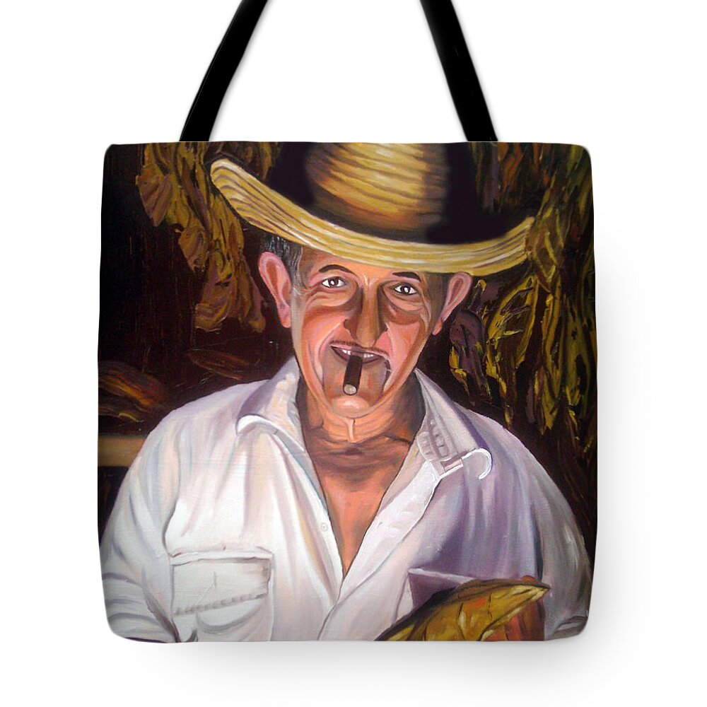 Cuban Art Tote Bag featuring the painting Uncle Frank by Jose Manuel Abraham
