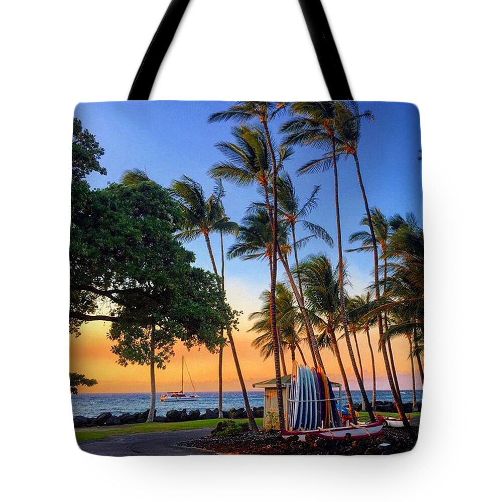 Big Island Tote Bag featuring the photograph Uncle Gary's Beach Shack At sunset by Eugene Evon