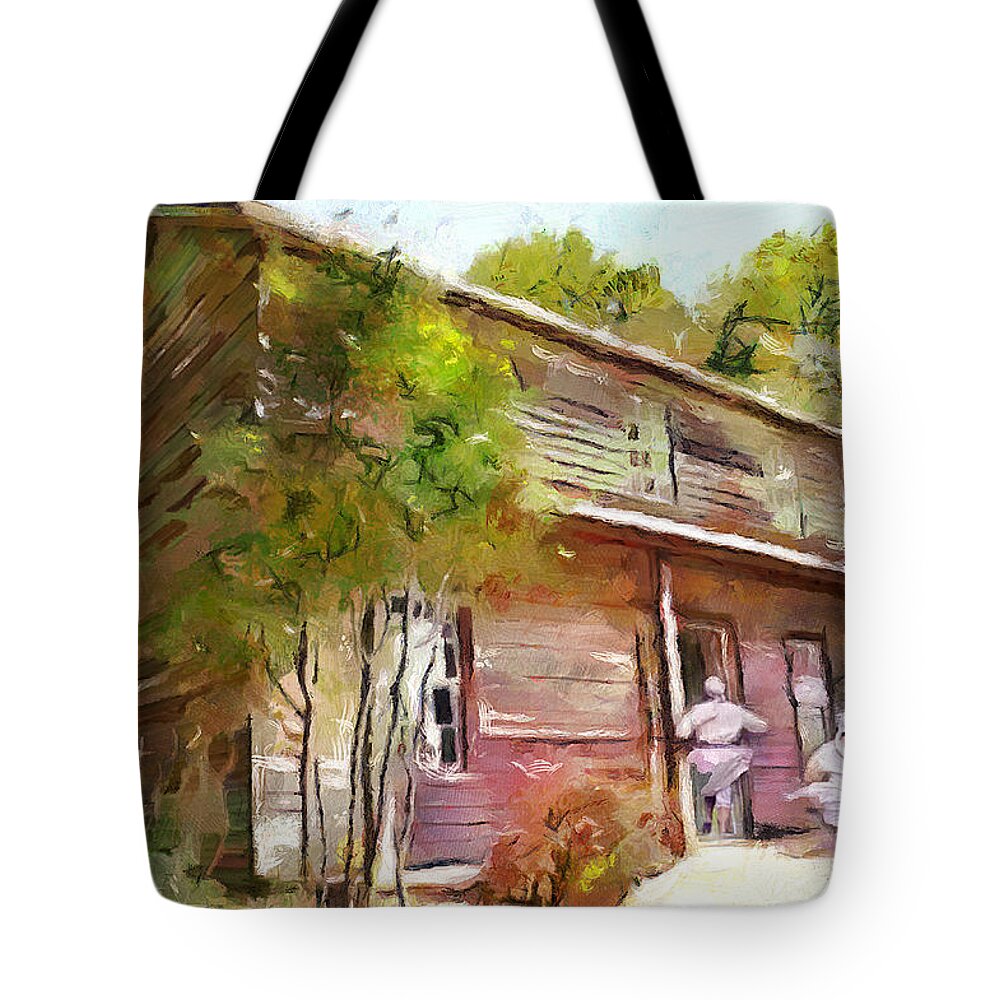 Uncle Tom Tote Bag featuring the painting Uncle Tom's Cabin by Wayne Pascall