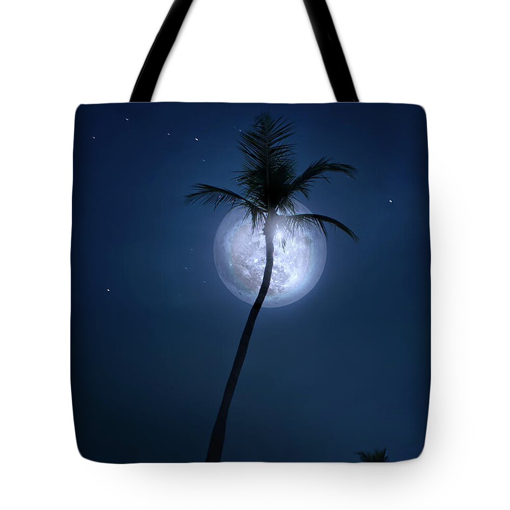 Moon Tote Bag featuring the photograph Under a Coconut Moon by Mark Andrew Thomas