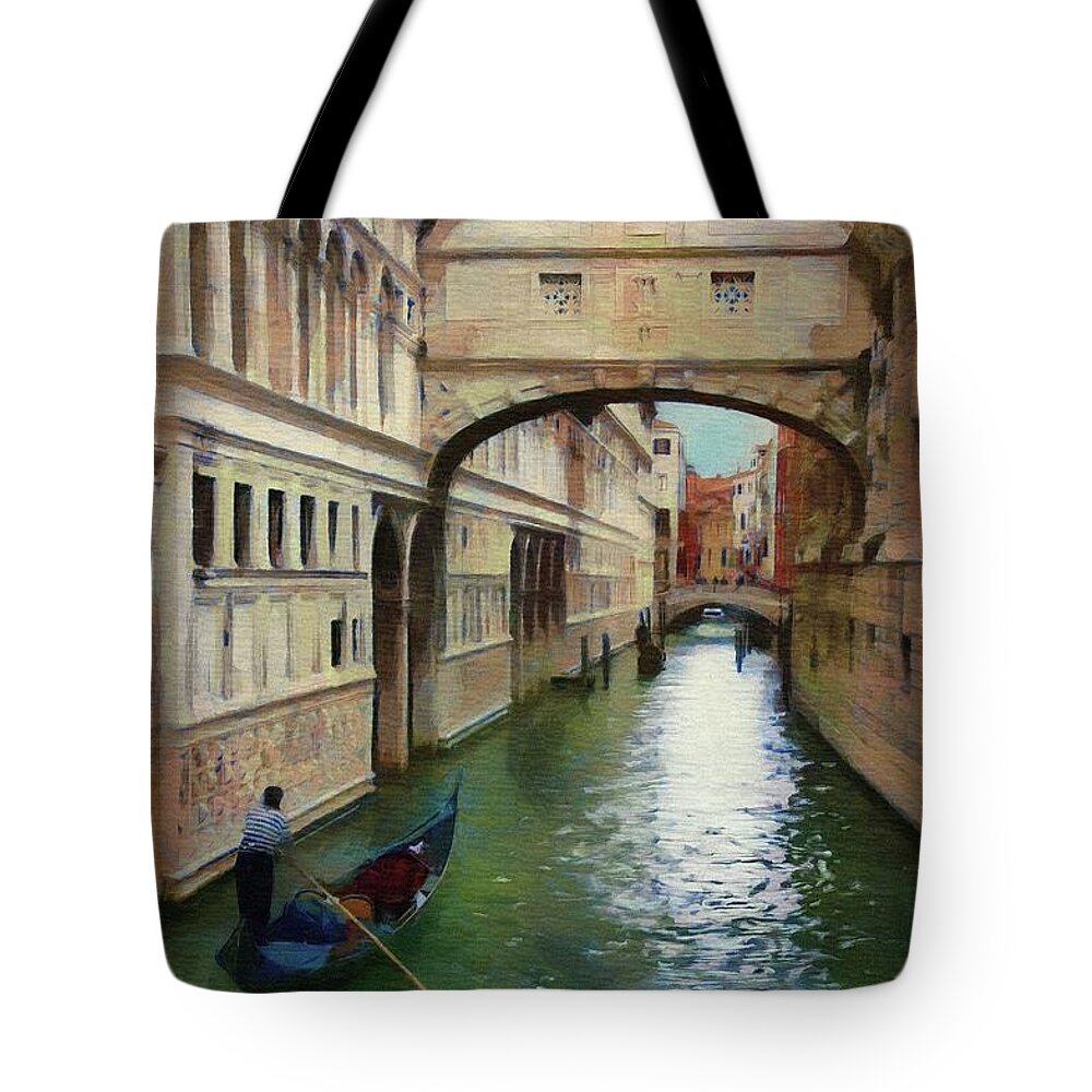 Bridge Of Sighs Tote Bag featuring the painting Under the Bridge of Sighs by Jeffrey Kolker