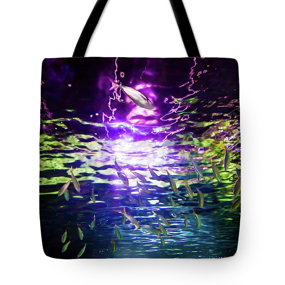 Under Water Tote Bag featuring the photograph Under The Rainbow by Az Jackson