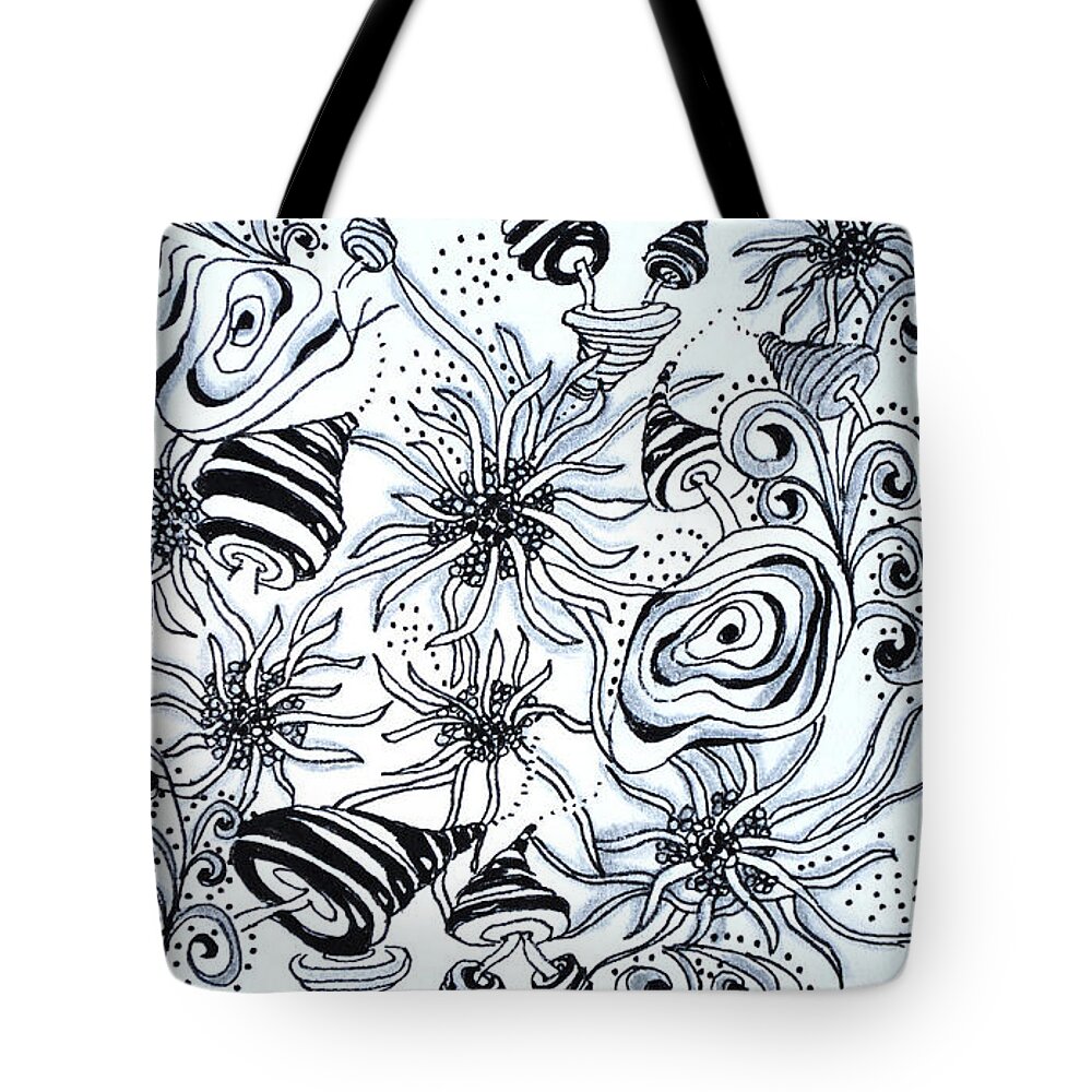 Caregiver Tote Bag featuring the drawing Under The Sea by Carole Brecht