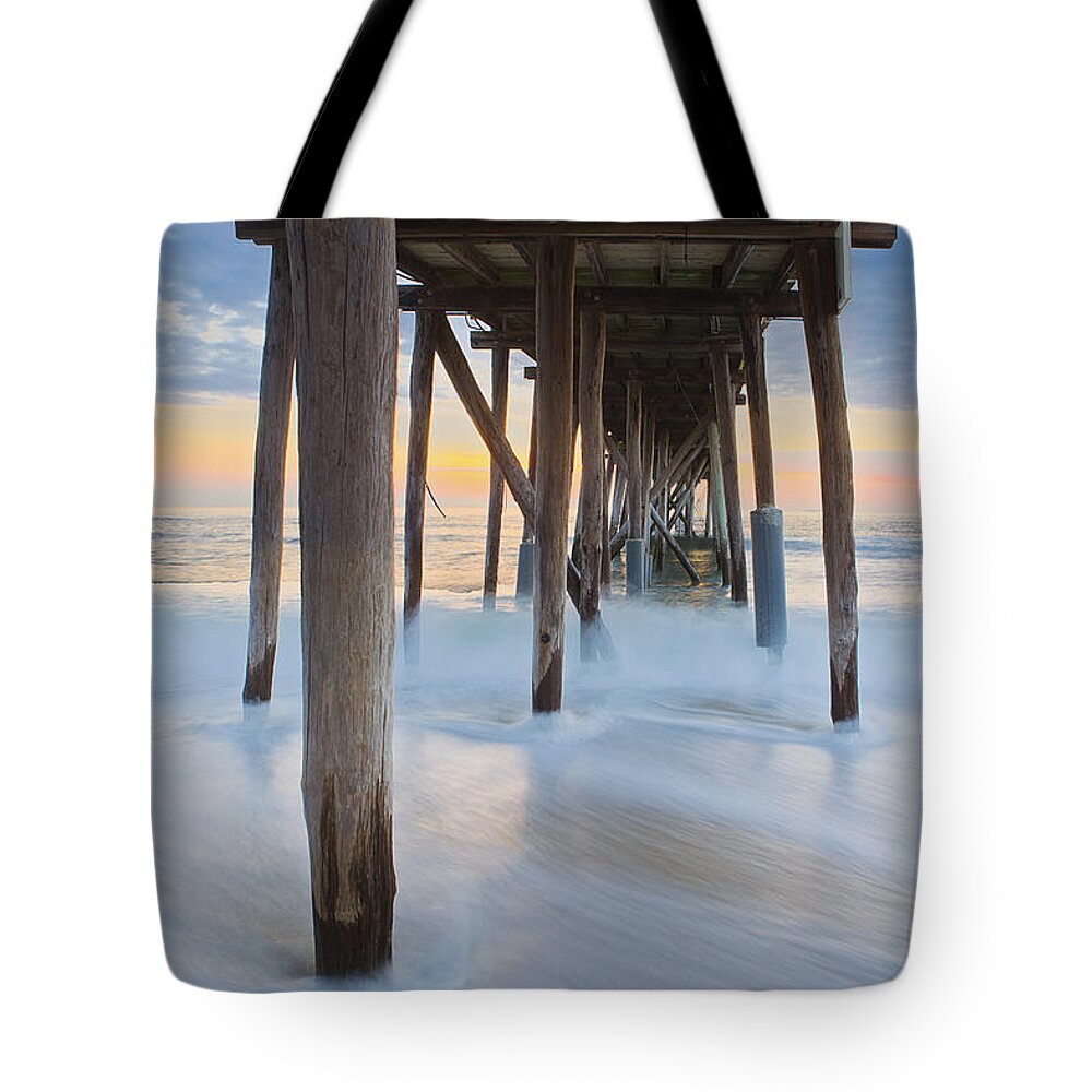 Pier Tote Bag featuring the photograph Underneath The Pier At The Jersey Shore by Susan Candelario