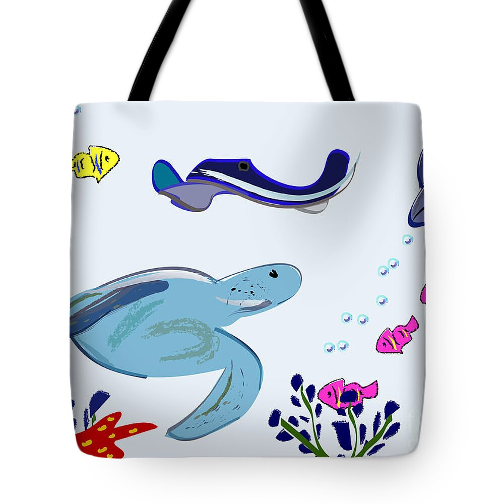 Seascape Tote Bag featuring the digital art Underwater 2 by Helena M Langley