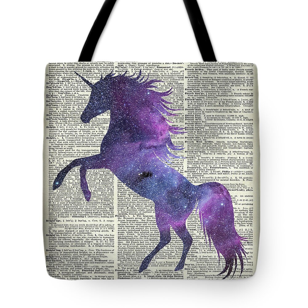 Unicorn Tote Bag featuring the painting Unicorn in Space by Anna W