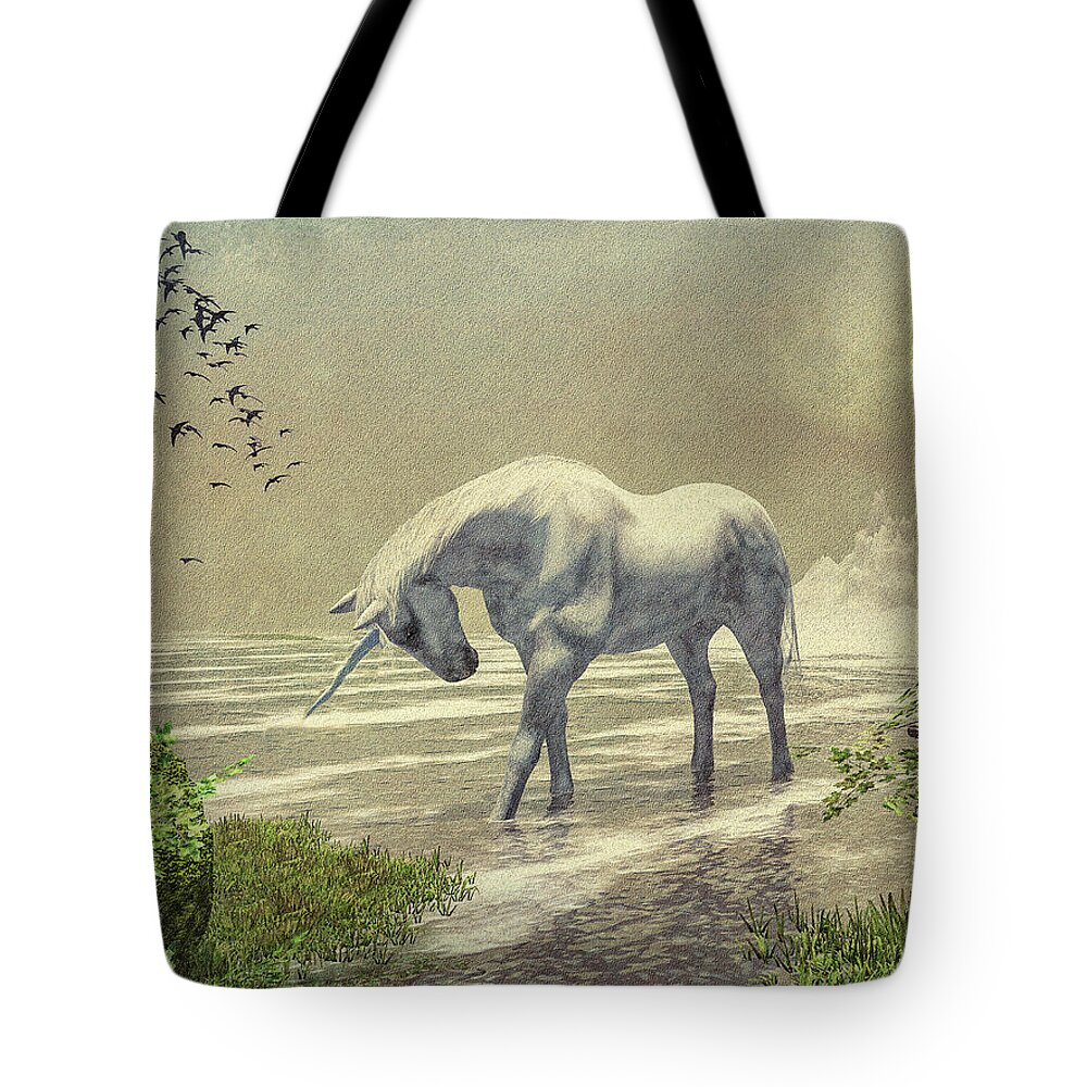 Unicorn Tote Bag featuring the painting Unicorn Moon by Bob Orsillo