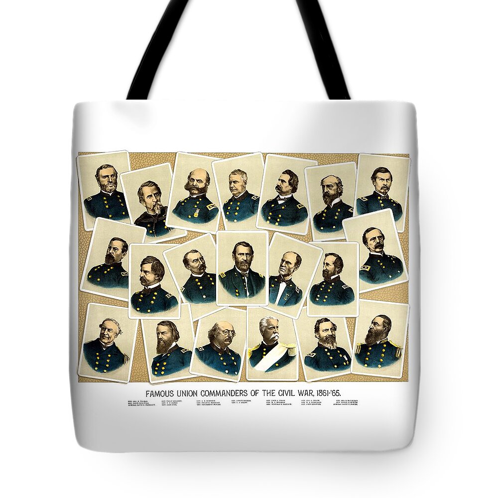 Civil War Tote Bag featuring the painting Union Commanders of The Civil War by War Is Hell Store