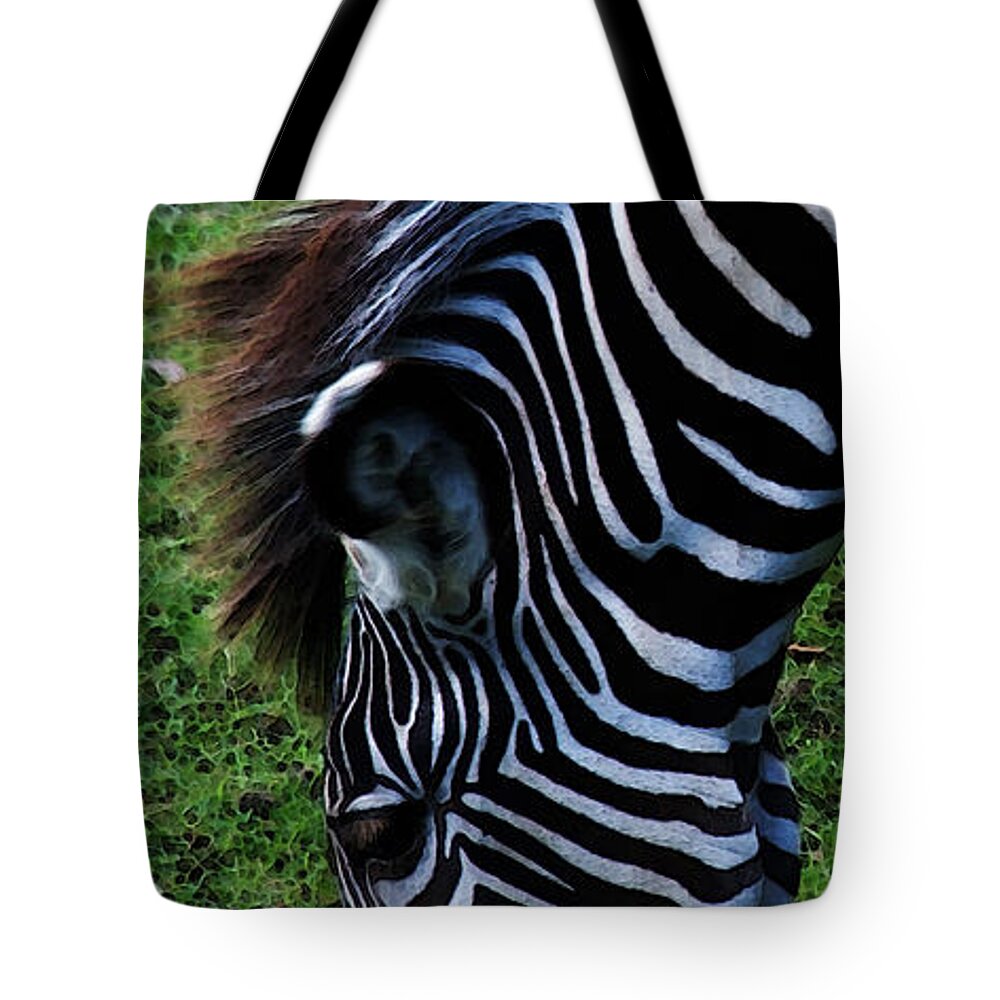 Zebra Tote Bag featuring the photograph Uniquely Identifiable by Linda Shafer