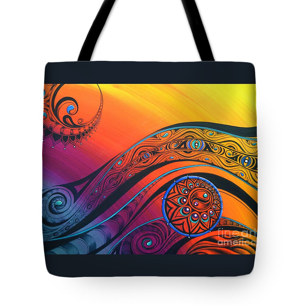 Tribal Tote Bag featuring the painting Tribal Flow by Reina Cottier