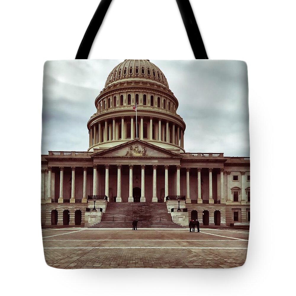 Capitol Tote Bag featuring the photograph United States Capitol Building by Chris Montcalmo