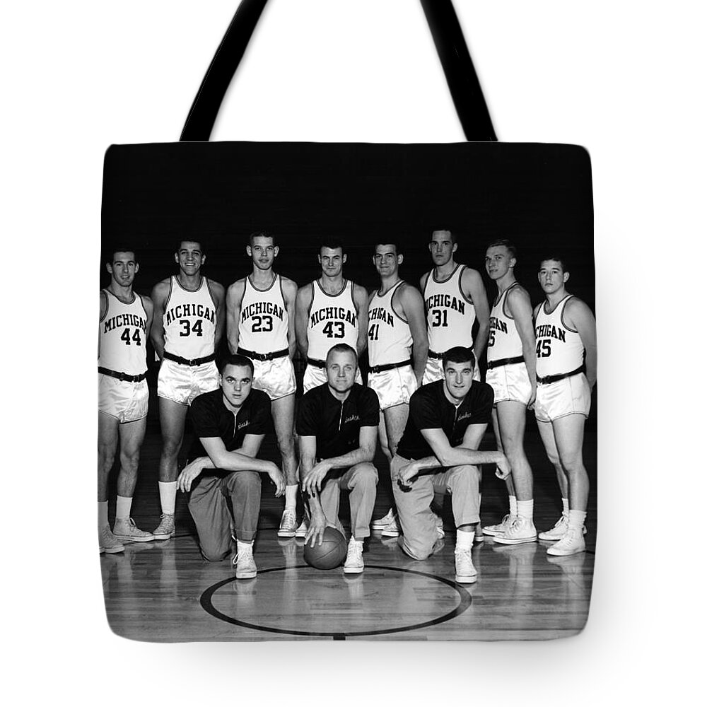 1960 Tote Bag featuring the photograph University of Michigan Basketball Team 1960-61 by Mountain Dreams