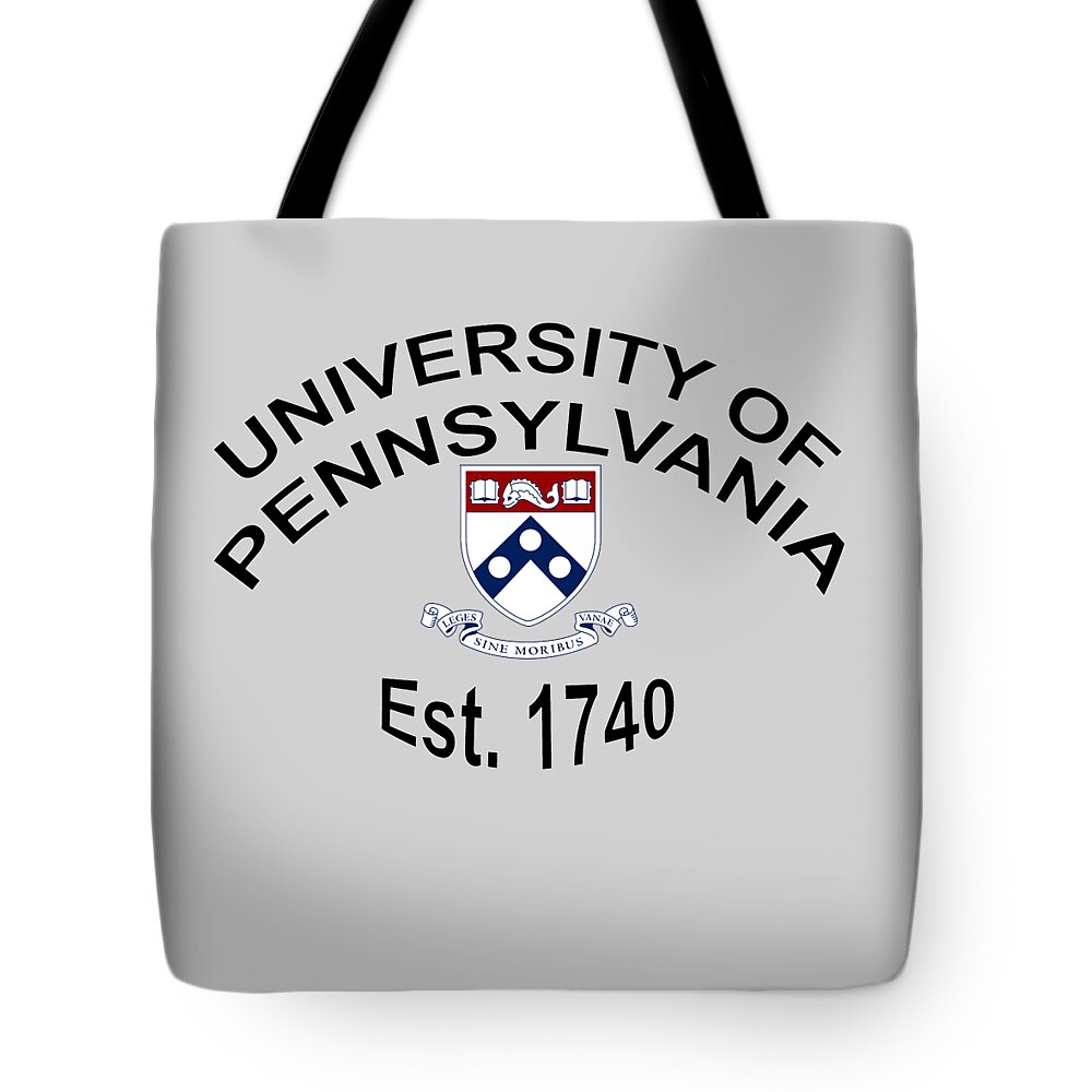 University Of Pennsylvania Tote Bag featuring the digital art University Of Pennsylvania Est 1740 by Movie Poster Prints