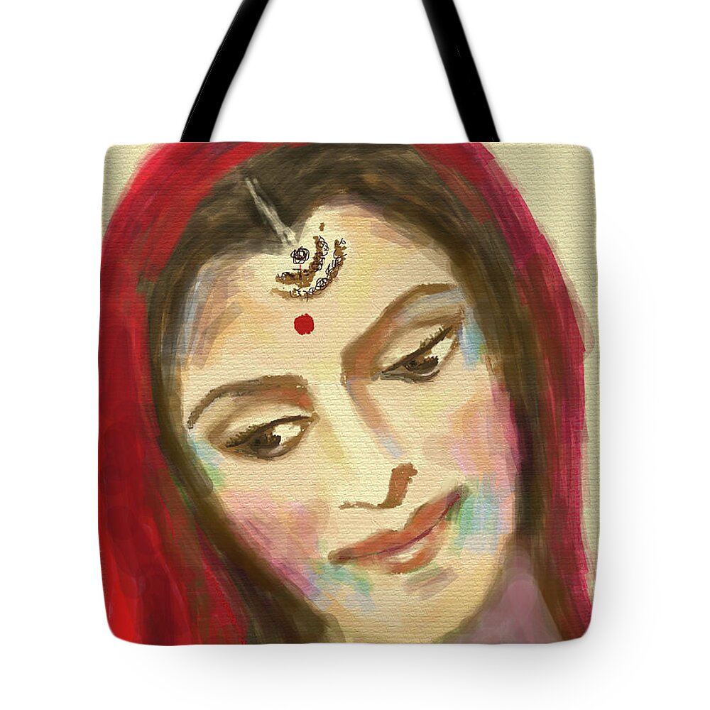 Unknown Woman 16 Tote Bag featuring the digital art Unknown woman 16 by Uma Krishnamoorthy